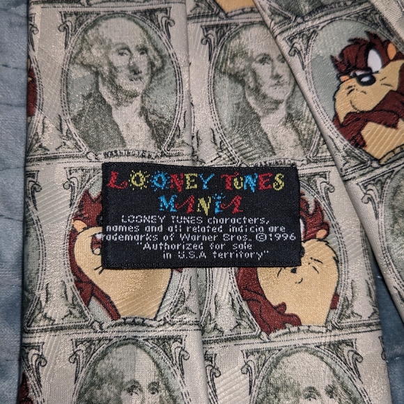 Vintage Looney Tunes Mania 1997 Taz Money Tie - Picture 5 of 11